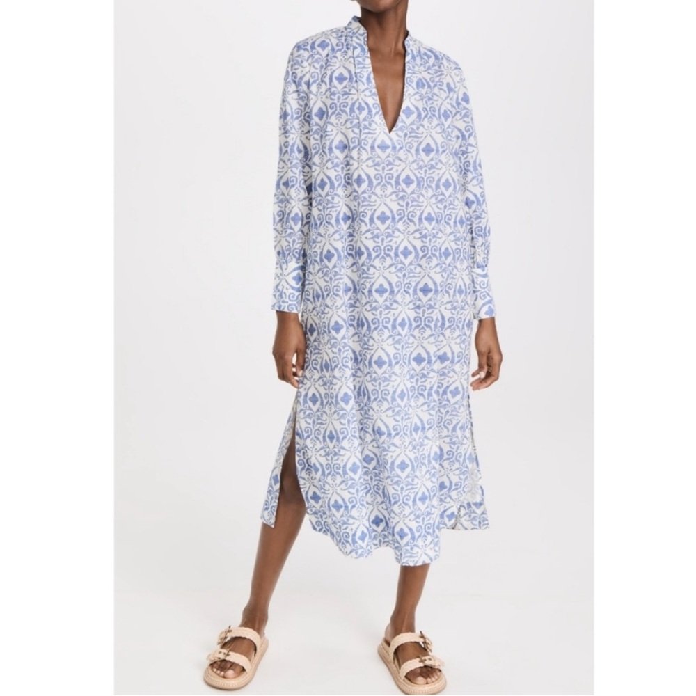 Mille Blue and White Patterned Long Dress